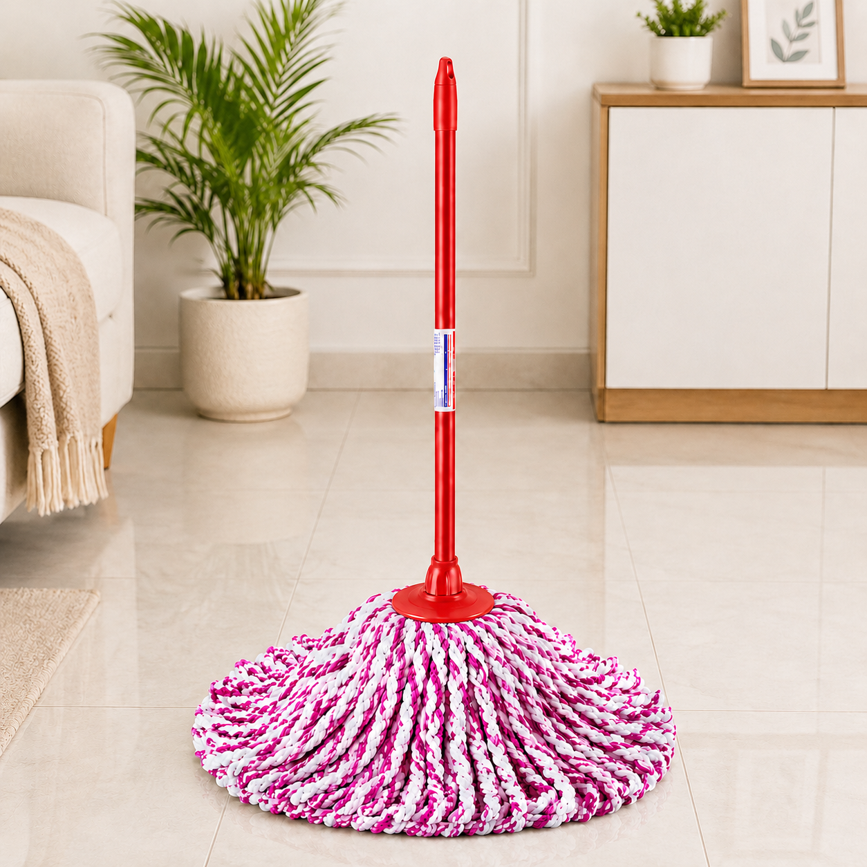 Crown Brushes Microfiber Round Spin Mop - Red Edition