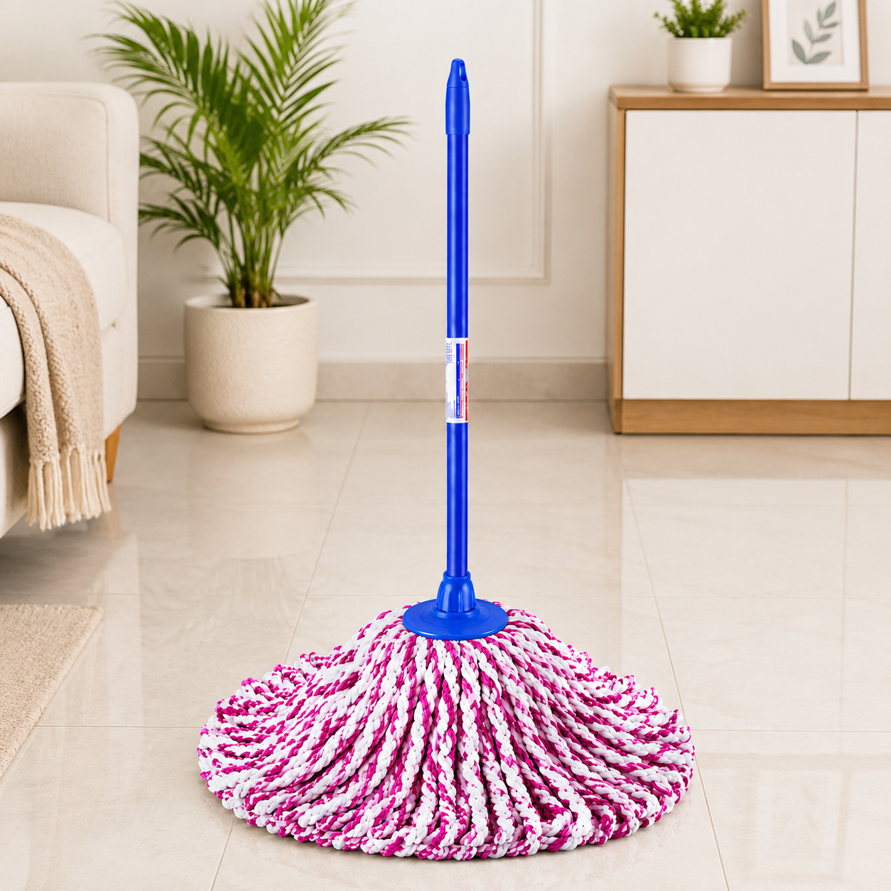 Crown Brushes Microfiber Round Spin Mop - Blue Edition